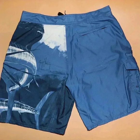 Guy Harvey Sword Fish Blue Swim Trunks Size‎ 34 Summer Beach Board Shorts - Picture 2 of 5